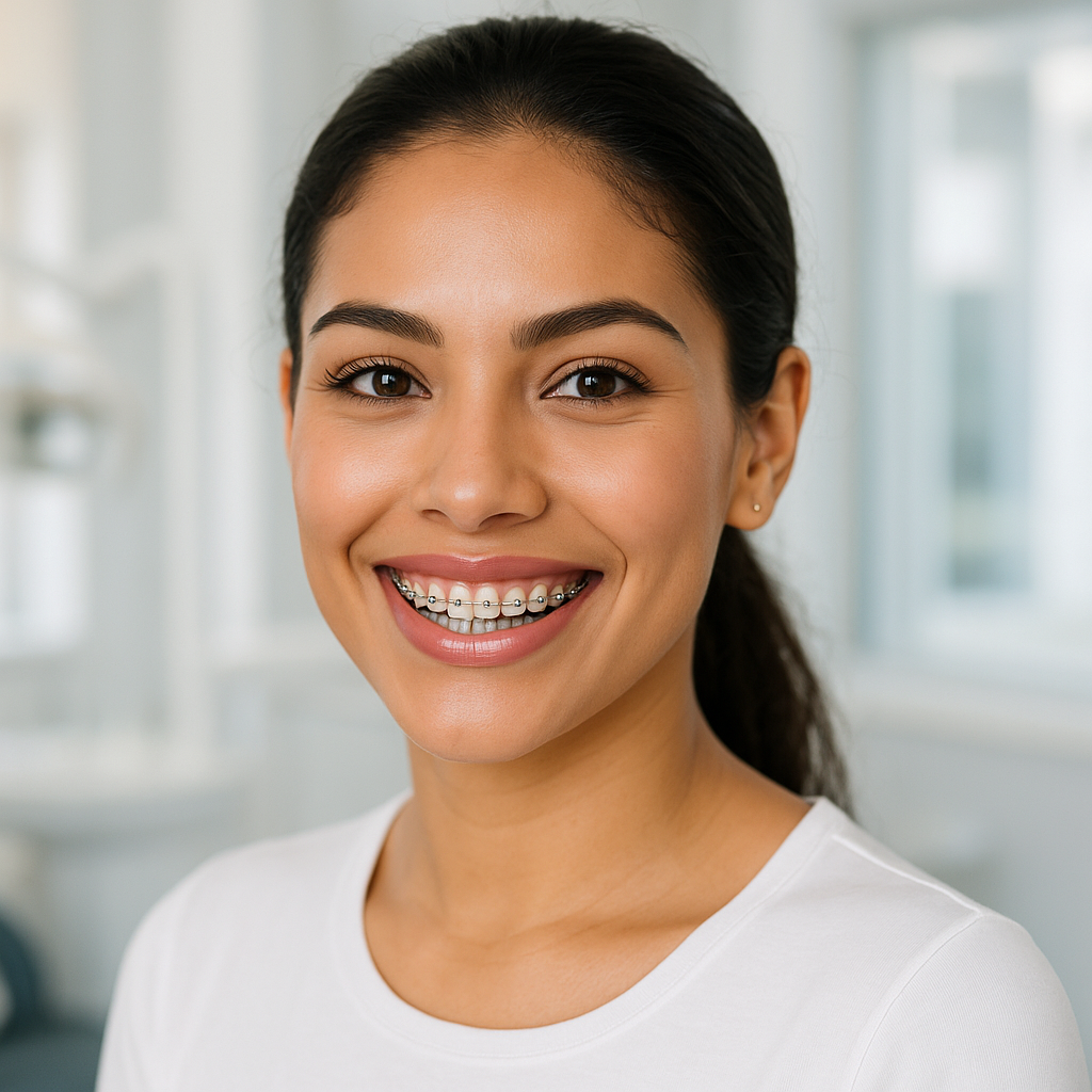 Paciente feliz con brackets